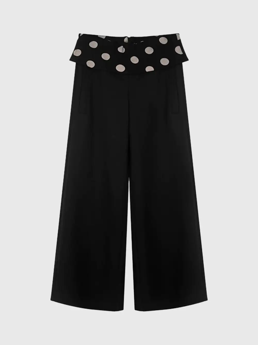 Wide-Leg Patchwork Dot-Pattern Pants