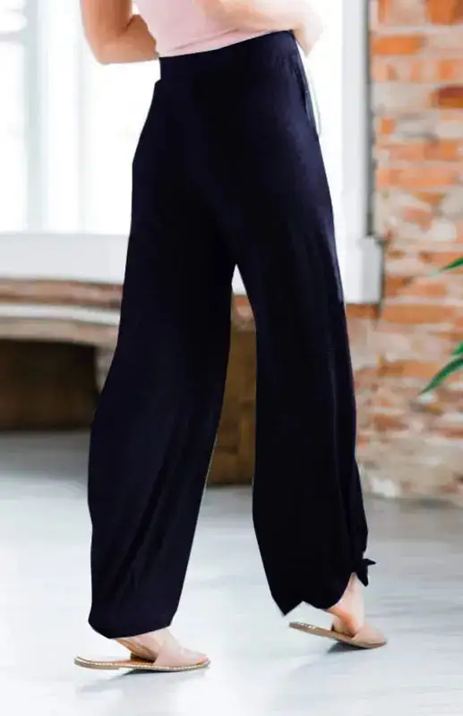 Knit Trousers Tied Open Slits Pants