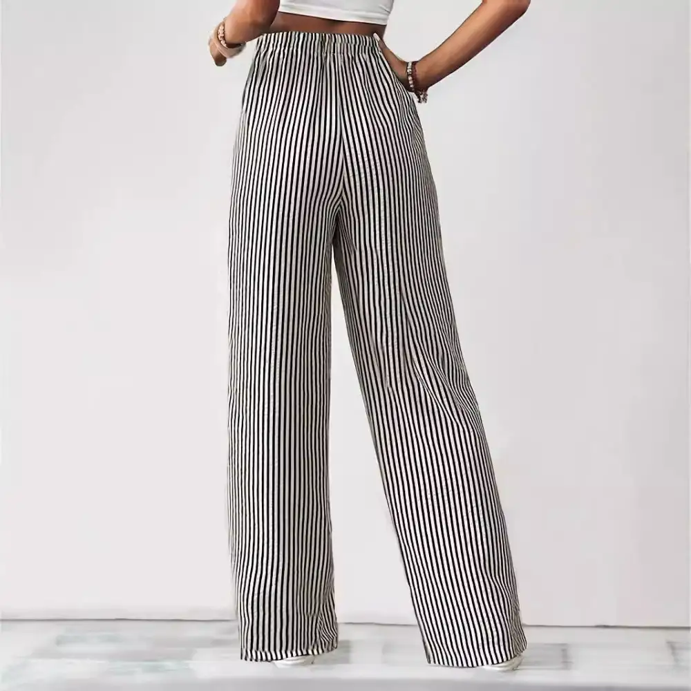 Wide Leg Striped Trousers