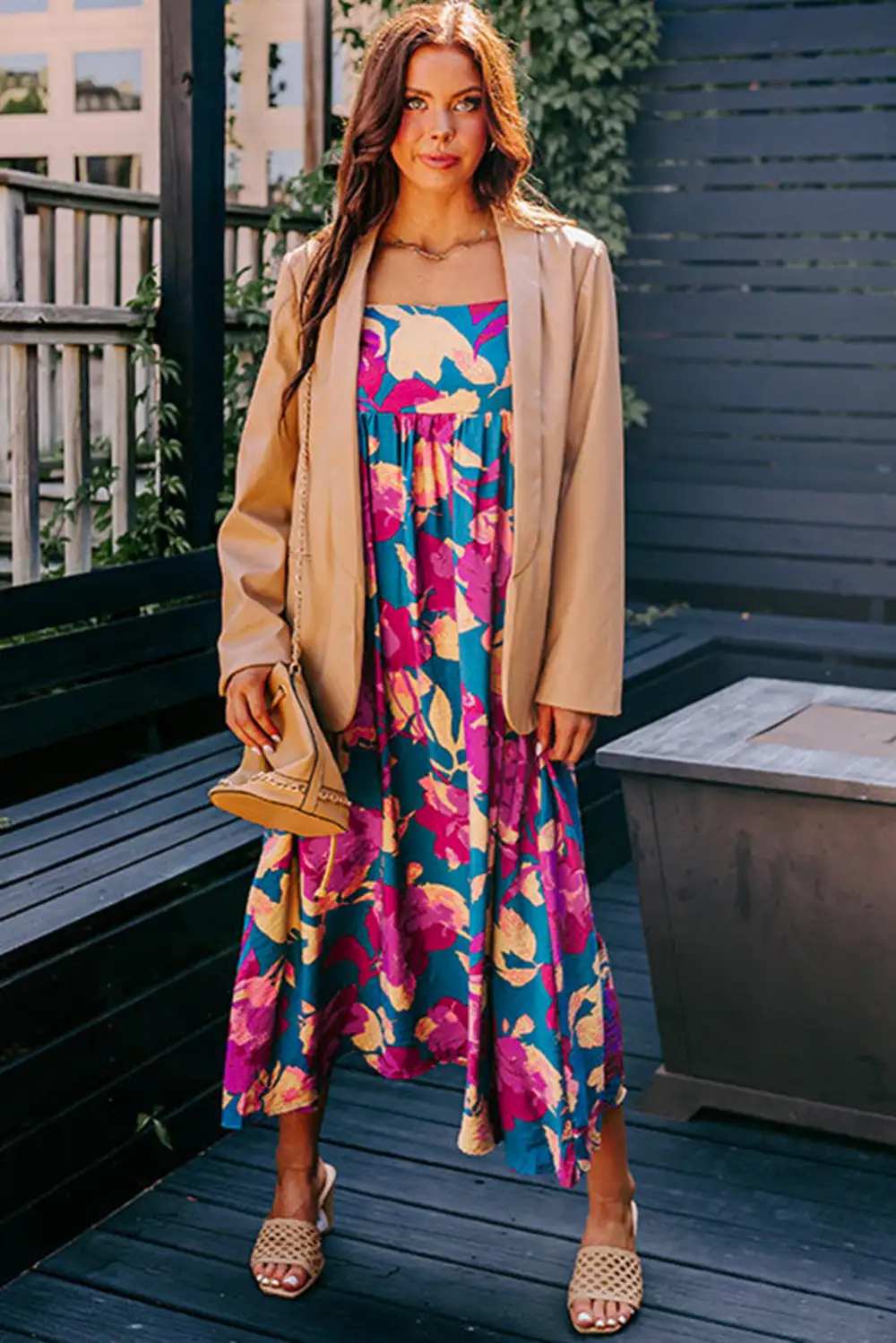 Floral Sleeveless High Waist Dress Casual