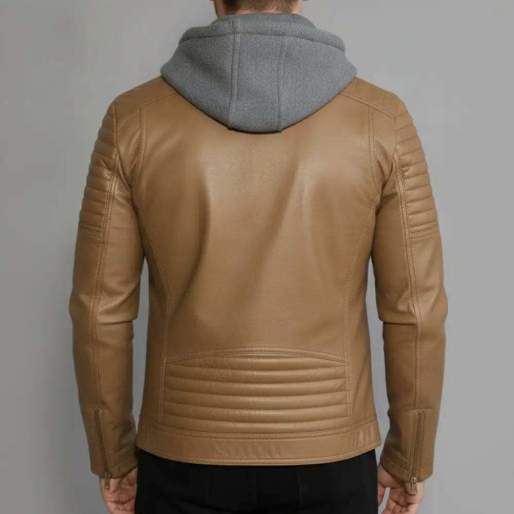 Leather Biker Hooded Jacket