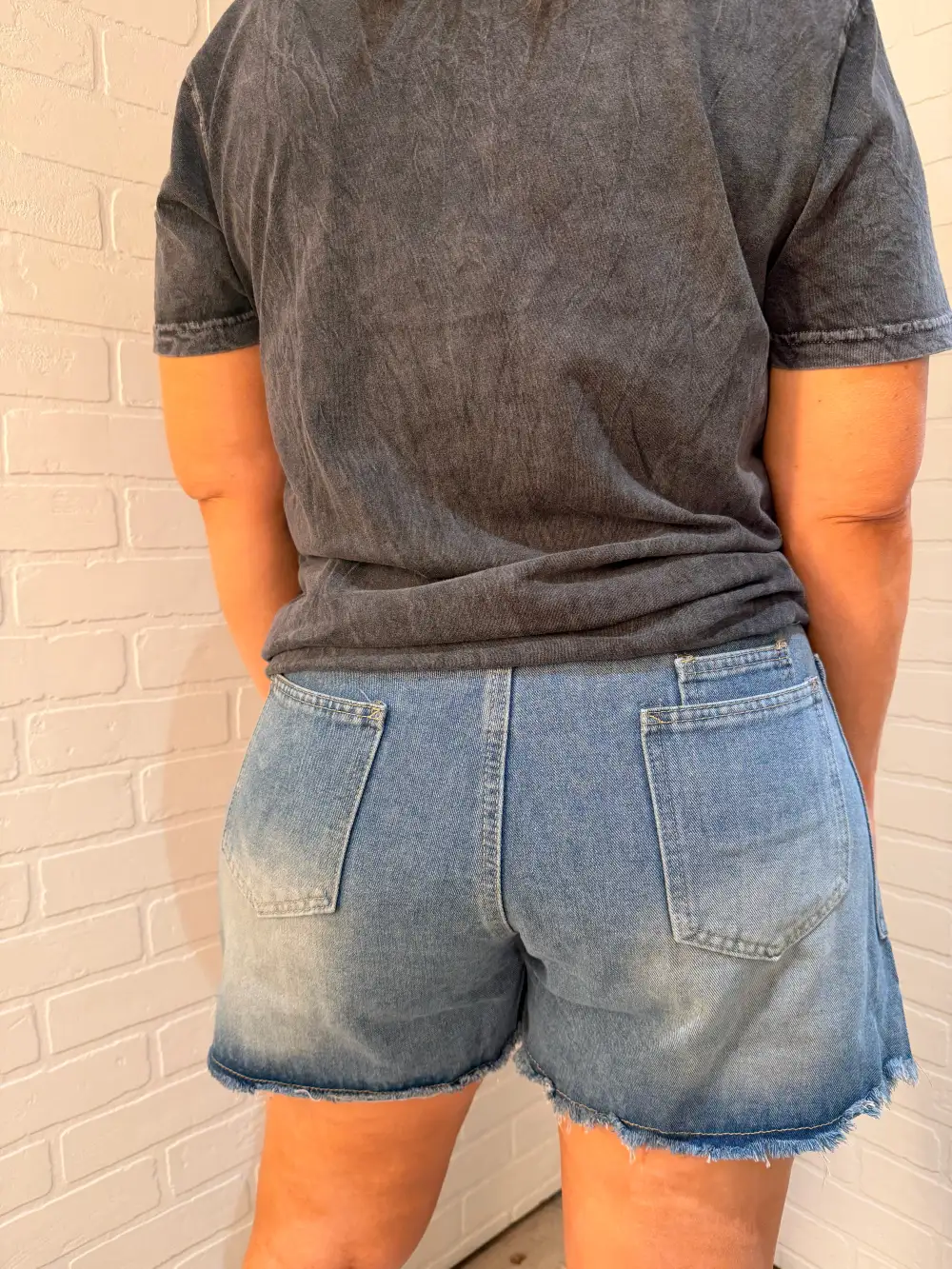 Lace Up Denim Shorts