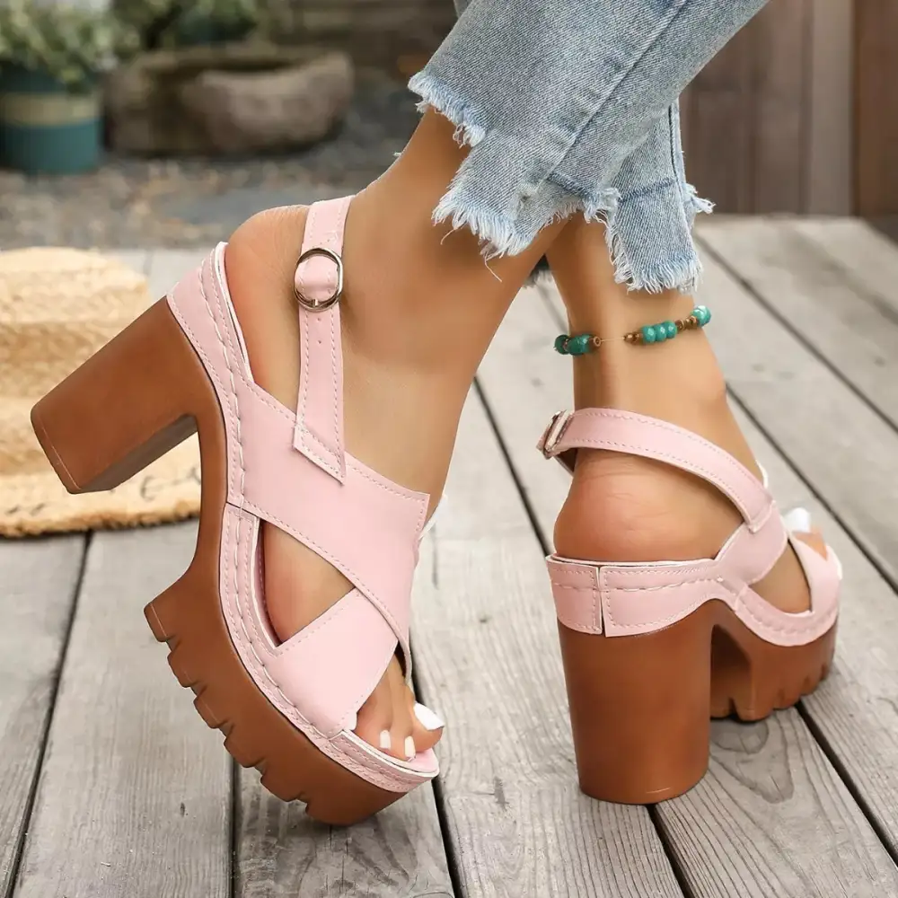 Boho Open Toe Block Heels Sandals