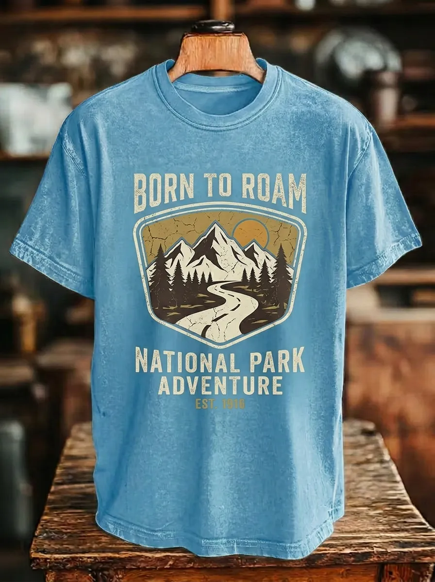 Unisex National Park Adventure Mountain Road Printed T-shirt