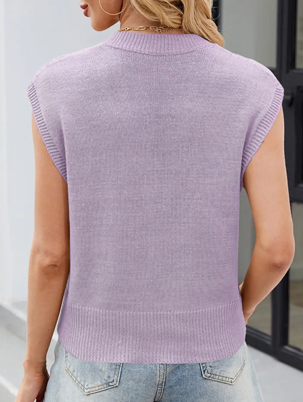 V Neck Knit Tank Top