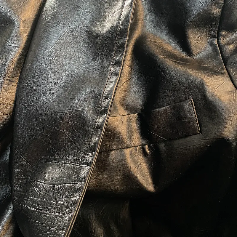 Structured Button Leather Blazer