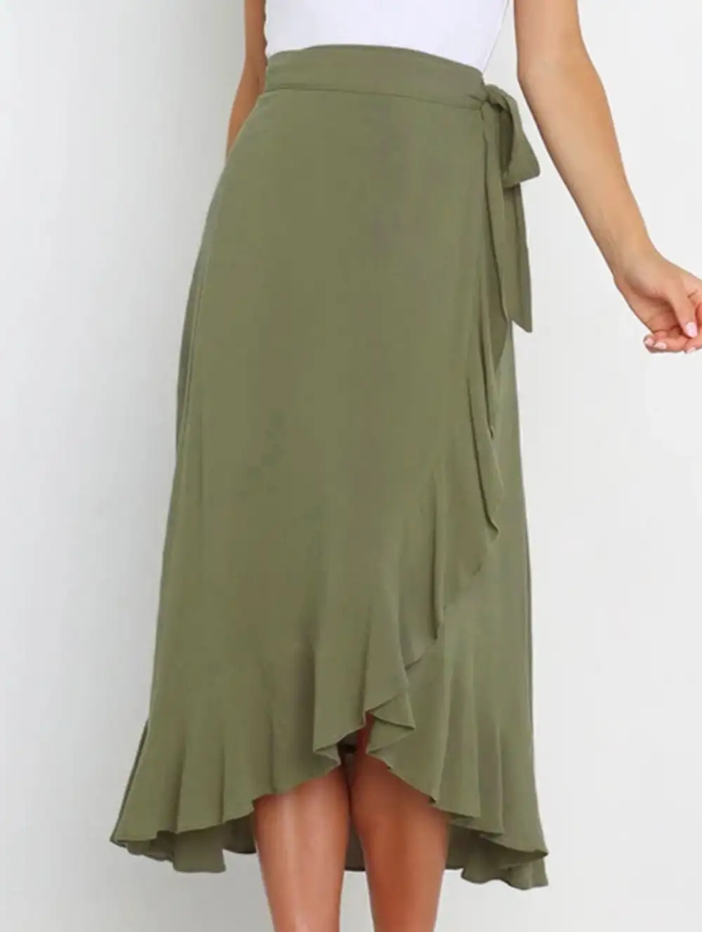 Tie Waist Irregular Skirt