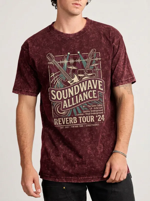 Men's Rock Band Soundwave Alliance Tour Graphic Printed T-shirt