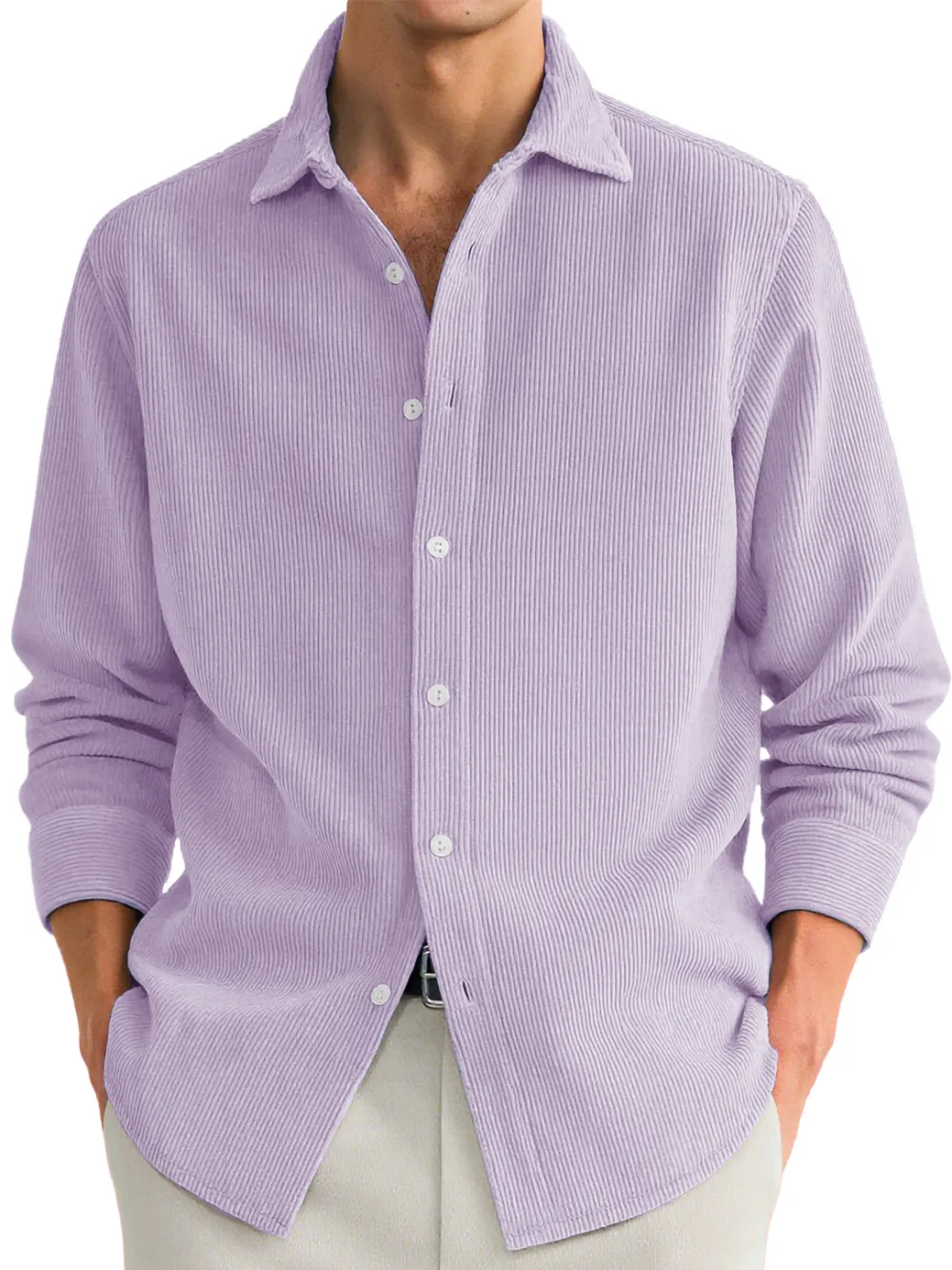 Clean Line Ribbed Knit Camp Collar Shirt