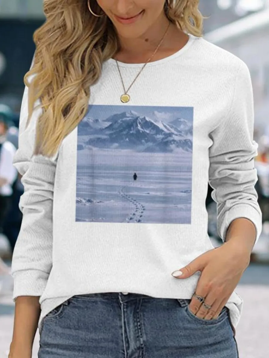 Snow Mountain Round Neck T-Shirt