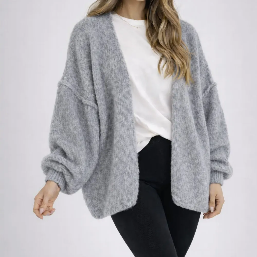 Textured Alpaca Wool Oversized Longline Cardigan