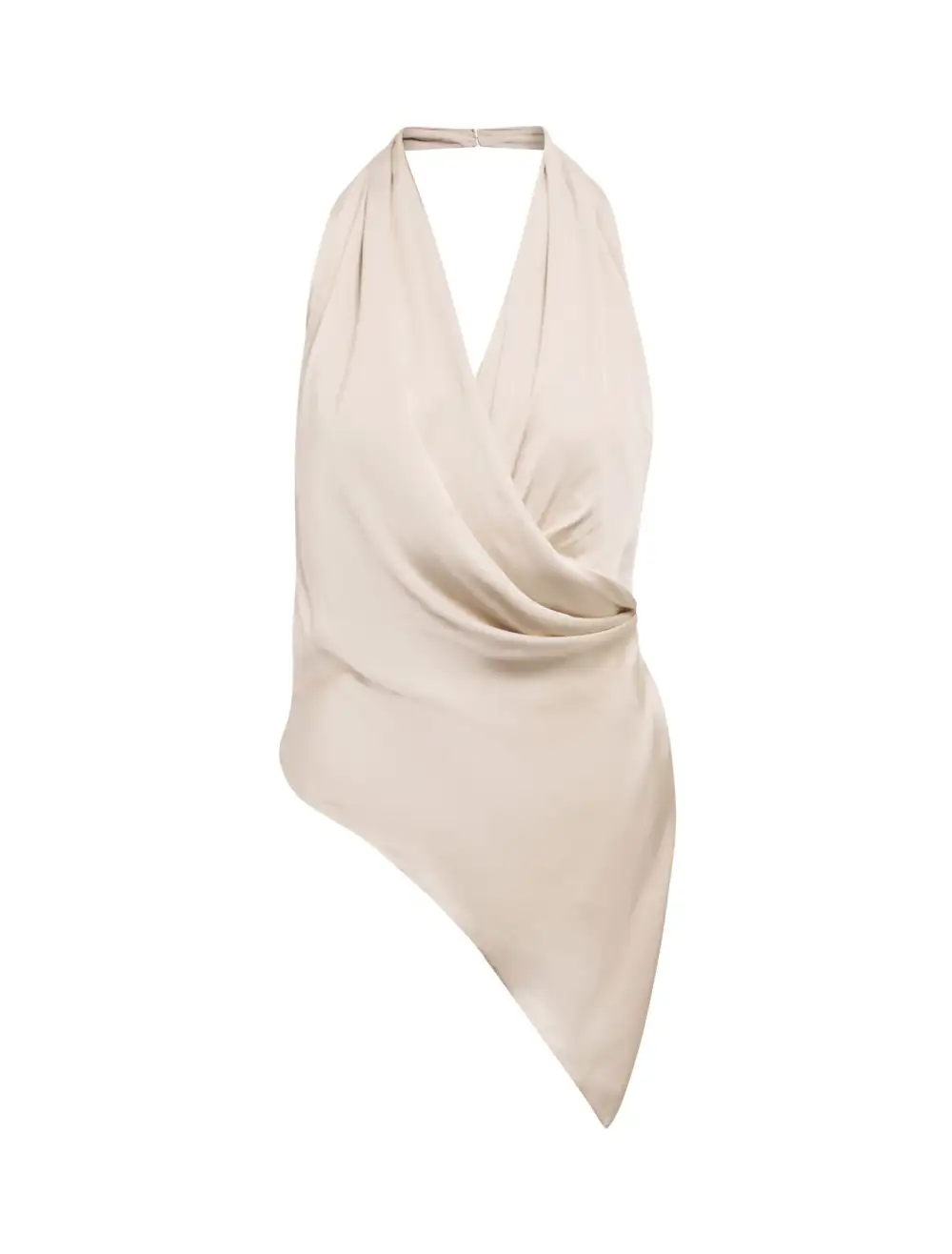 White Sleeveless Drape Front Wrap Blouse