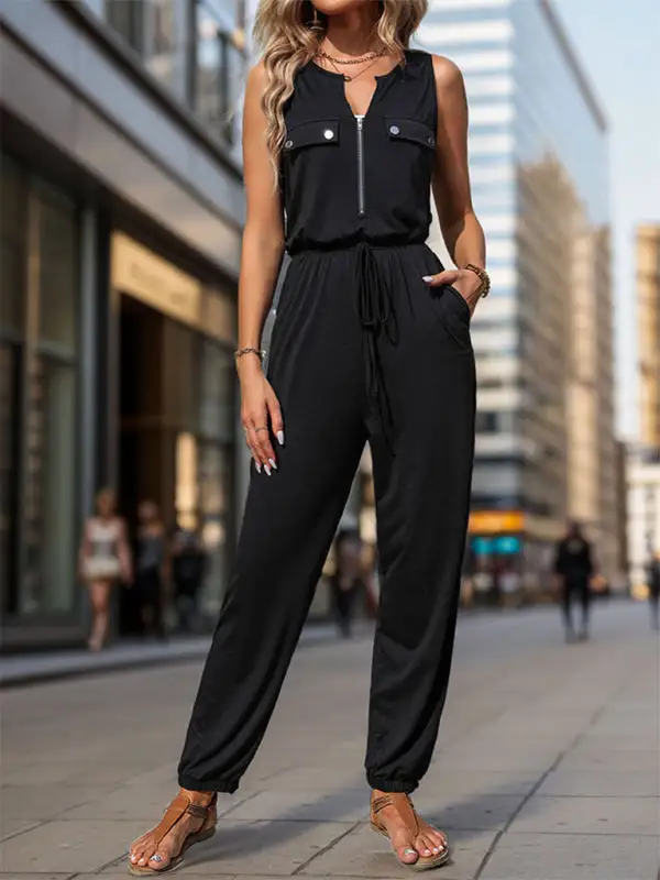 Waistless Sleeveless Long Jumpsuit