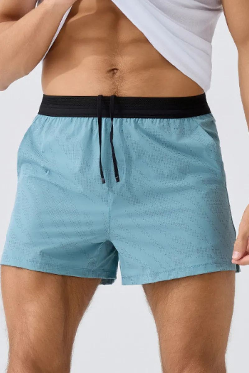 Storage Pocket Dual Layer Reflective Detail Athletic Shorts
