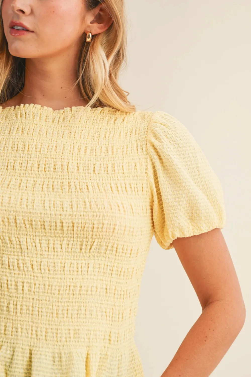 Smocked Puff Stripe Top