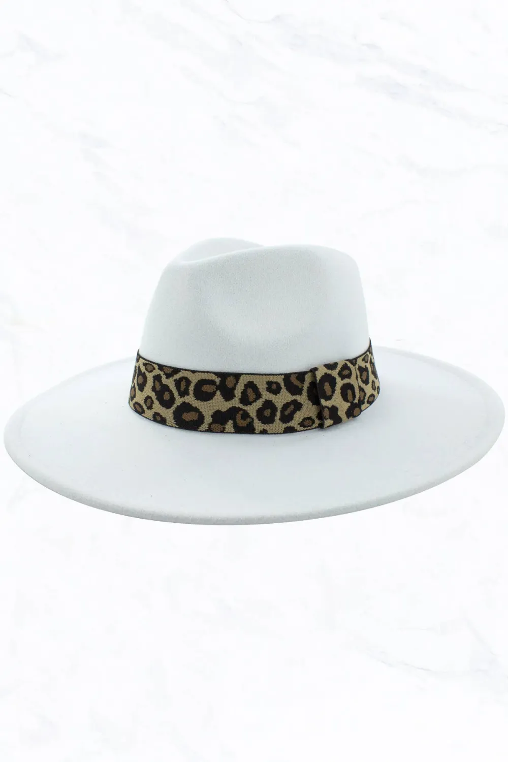 Big Brim Peach Heart Top Jazz Hat Wide Leopard Belt
