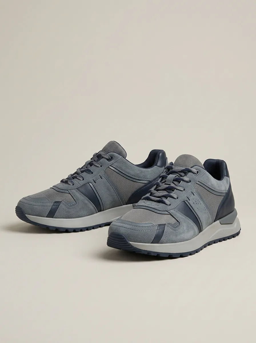 Graphic Panel Layered Mesh-Panel Sneakers