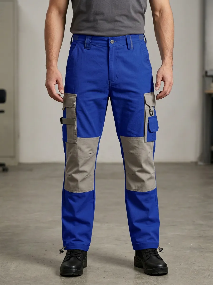 Unisex Multi-Pocket Contrast Panel Tactical Work Pants