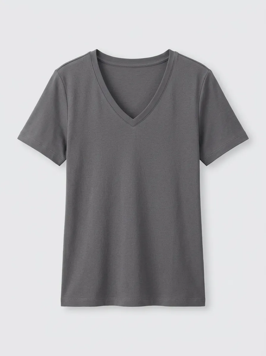 Women's Straight-Hem Regular-Fit V-Neck T-Shirt