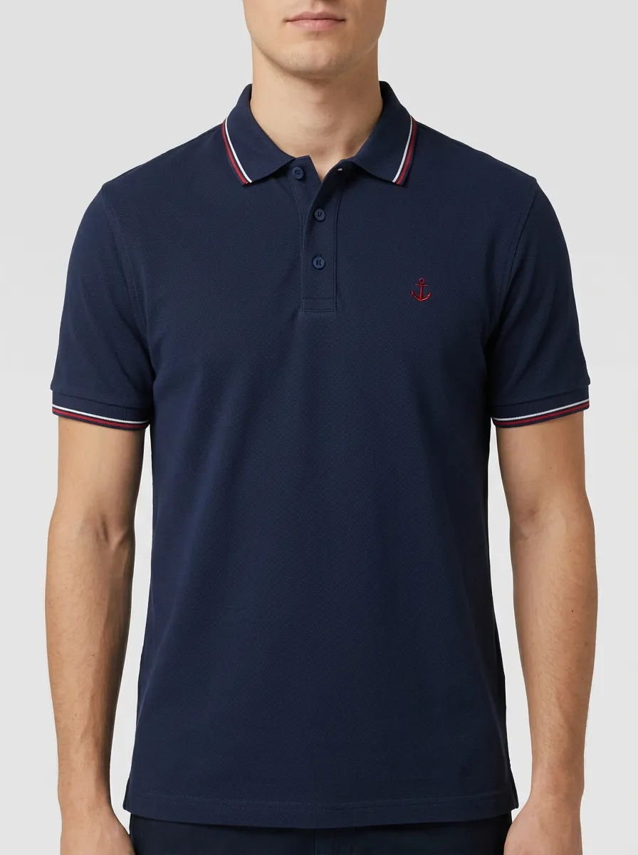 Men's Classic Everyday Anchor Embroidered Polo Shirt