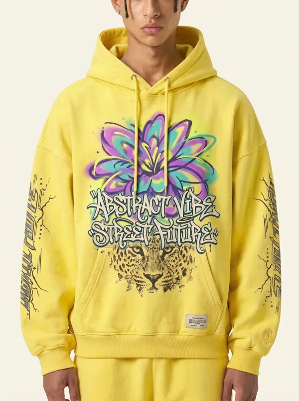 Unisex Streetwear Leopard Floral Abstract Hoodie