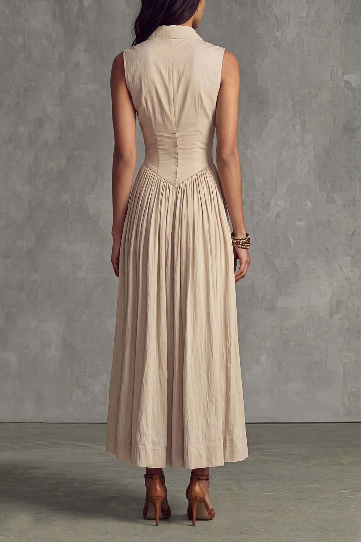 Sleeveless Button Front Midi Dress