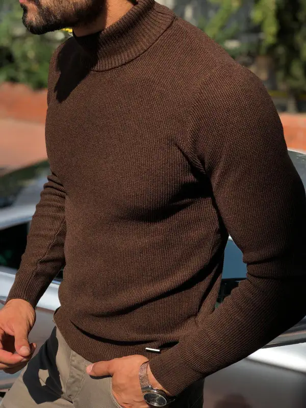 Classic Slim Fit Knit Cotton Turtleneck Sweater