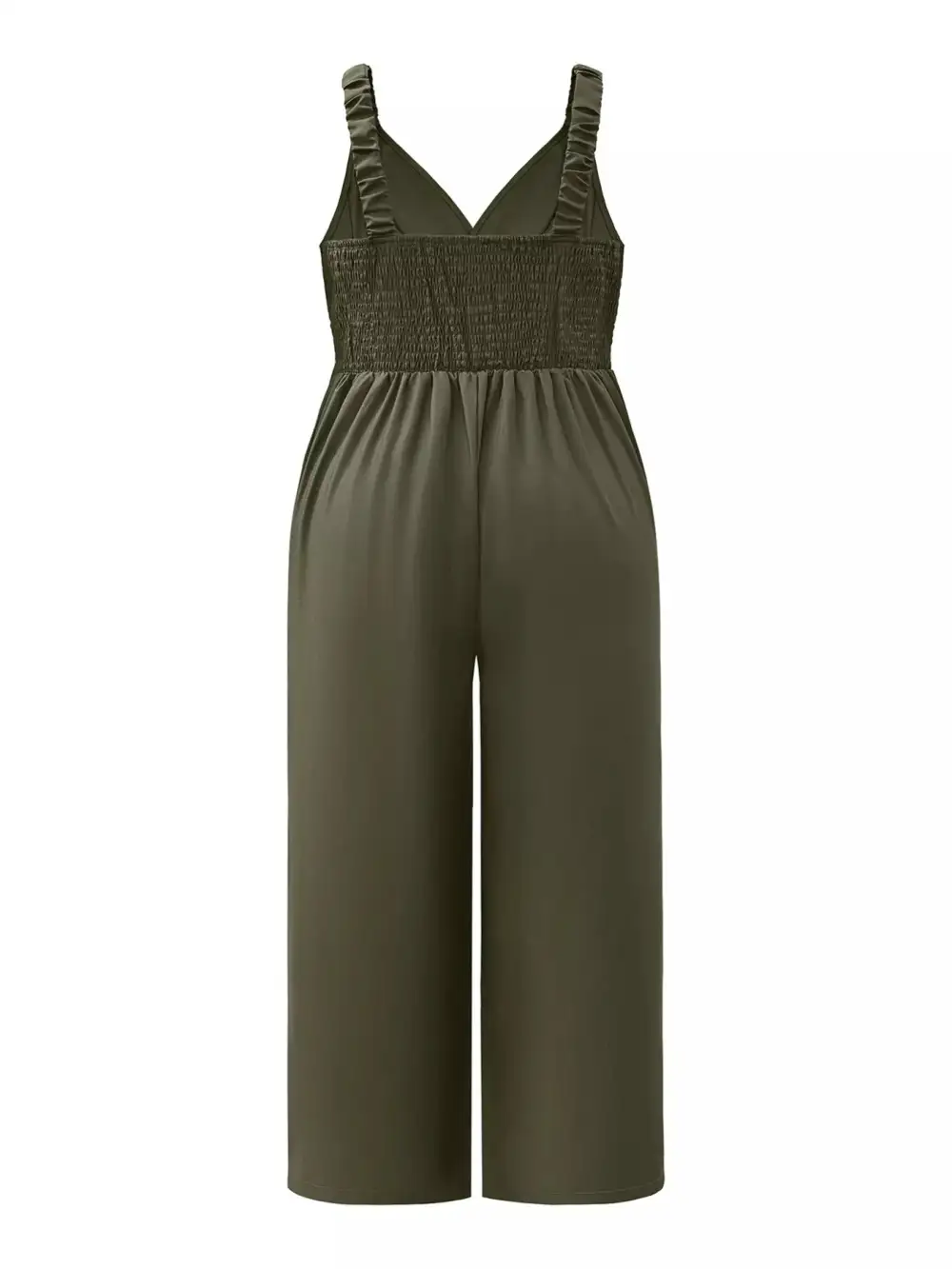 Plus Size Smocked Wide Leg Jumpsuit