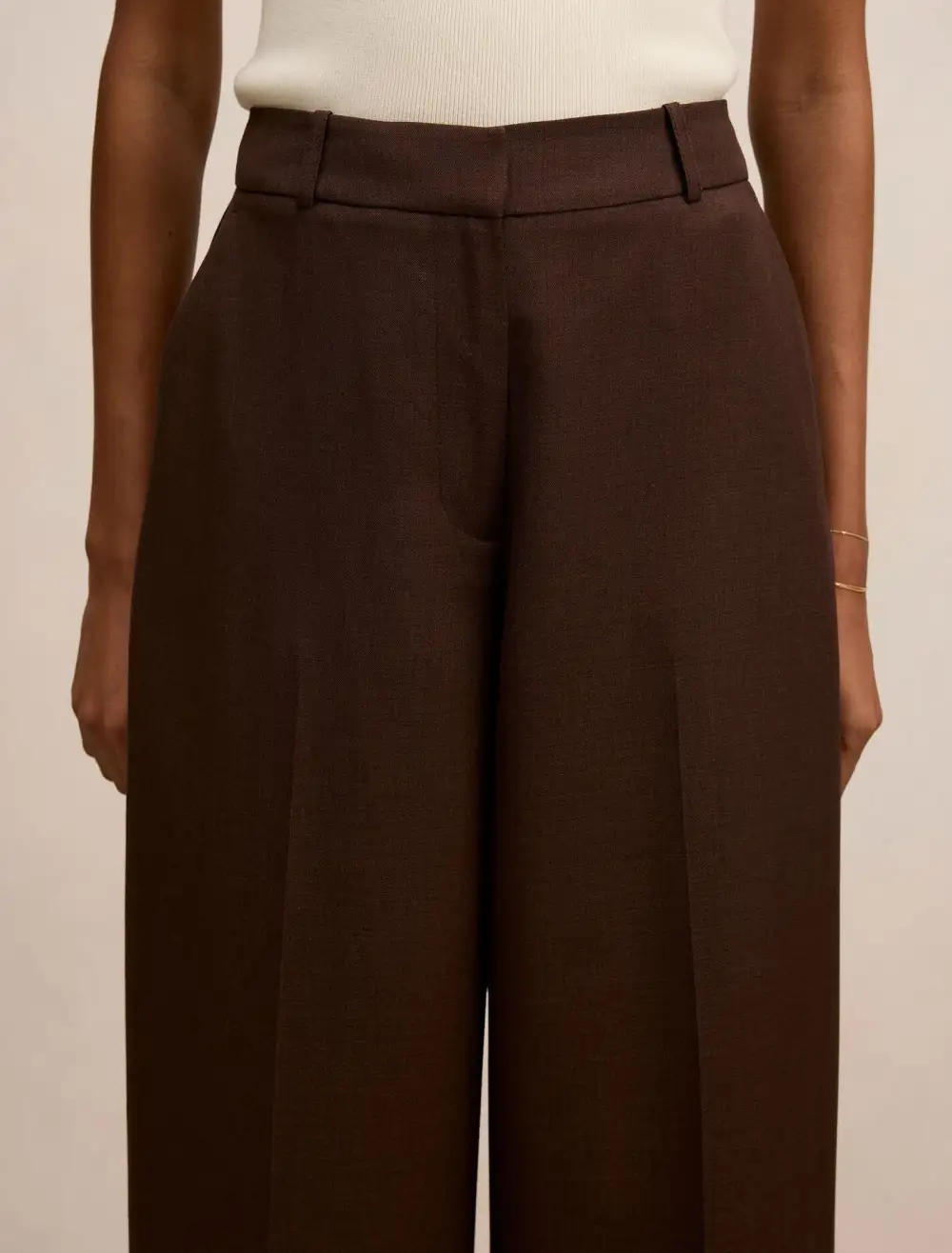 Dark Brown Petite Wide Leg Pants