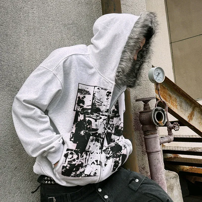 Vintage Band Print Cotton Jacket