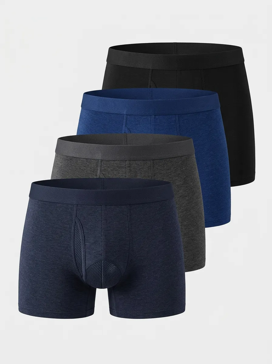Timeless Solid Collection Men's Four Pack Boxer Briefs