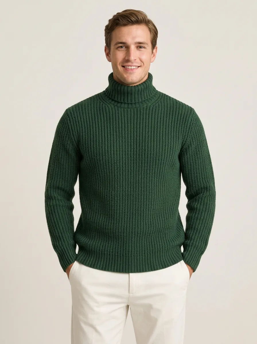 Men's Tailored Look Ribbed Knit Turtleneck Sweater