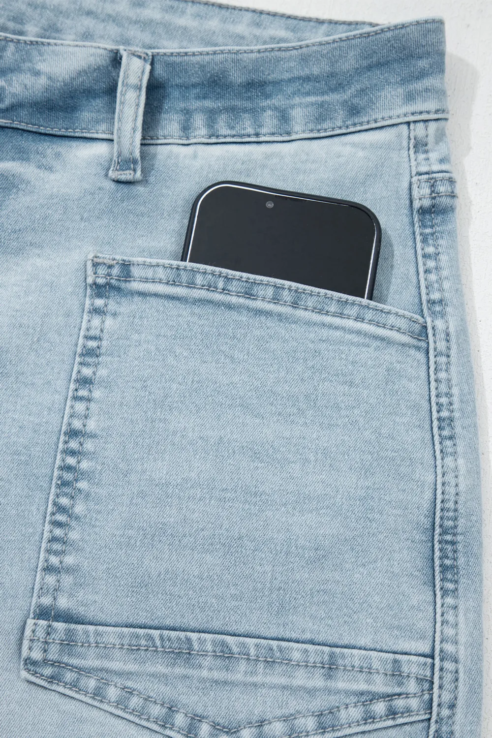 Light Blue Frayed Cropped Jeans