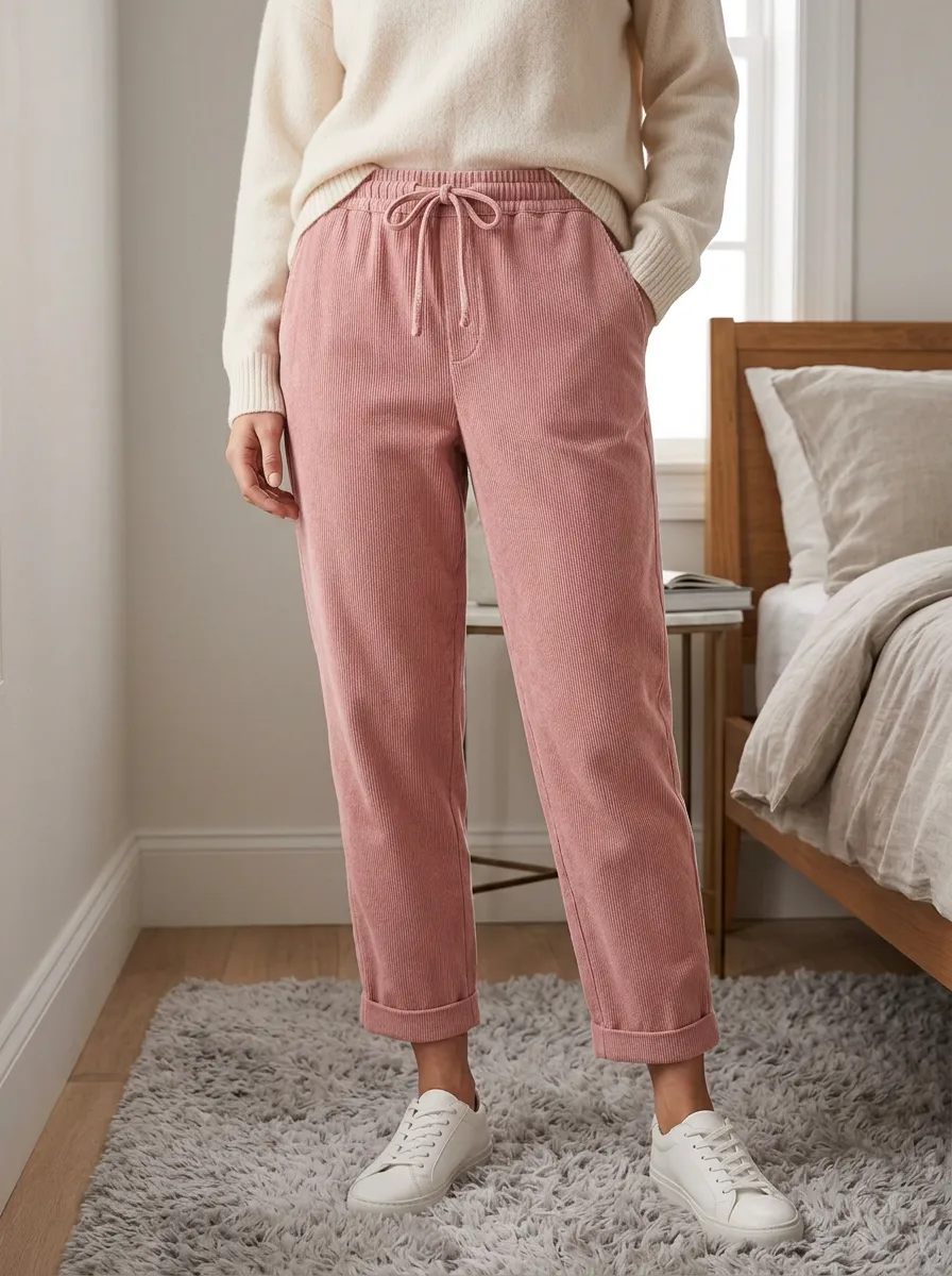 Women's Drawstring Corduroy Pants