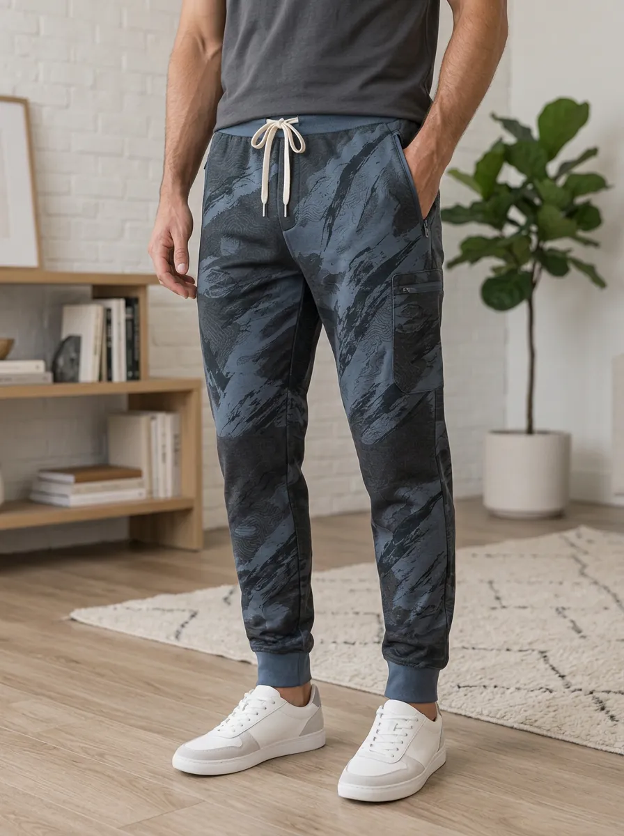 Men's Abstract Camo Pattern Printed Jogger Pants