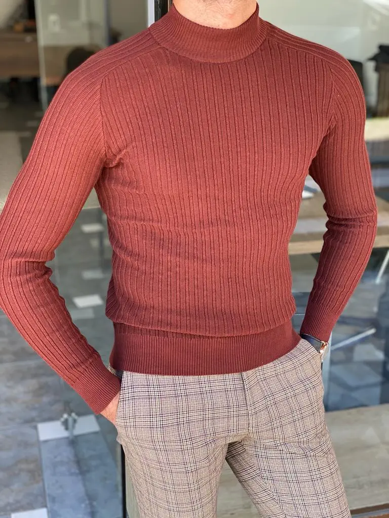 Layered Slim Fit Cotton Turtleneck Sweater