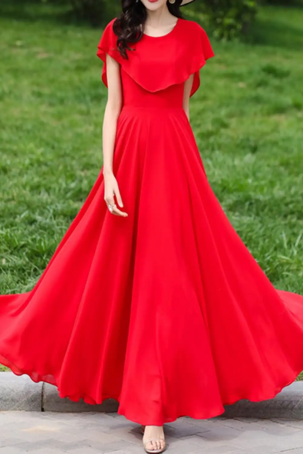 Refined Chiffon Fit And Flare Swing Maxi Dress