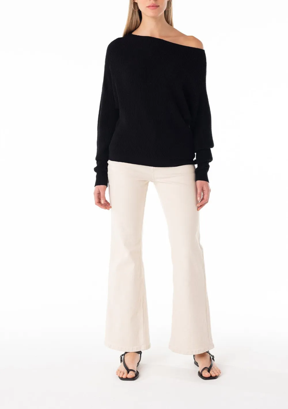 Ribbed Off Shoulder Long Sleeve Sweater