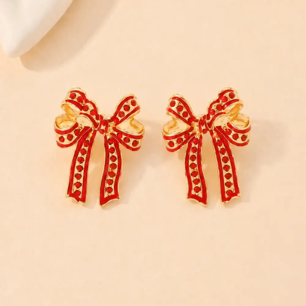 Charming Rhinestone Bow arrings