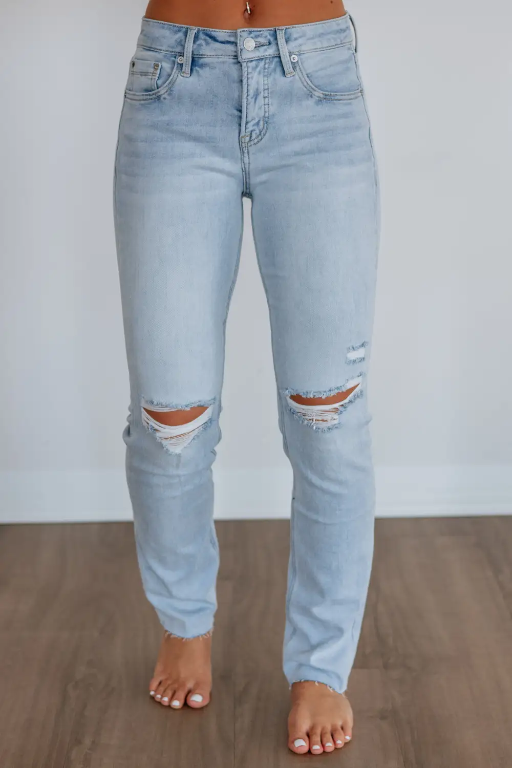 Women's Mid Rise Straight Leg Tummy Control Jeans