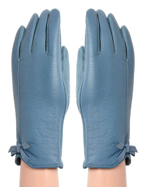 Petite Bow Faux Leather Gloves
