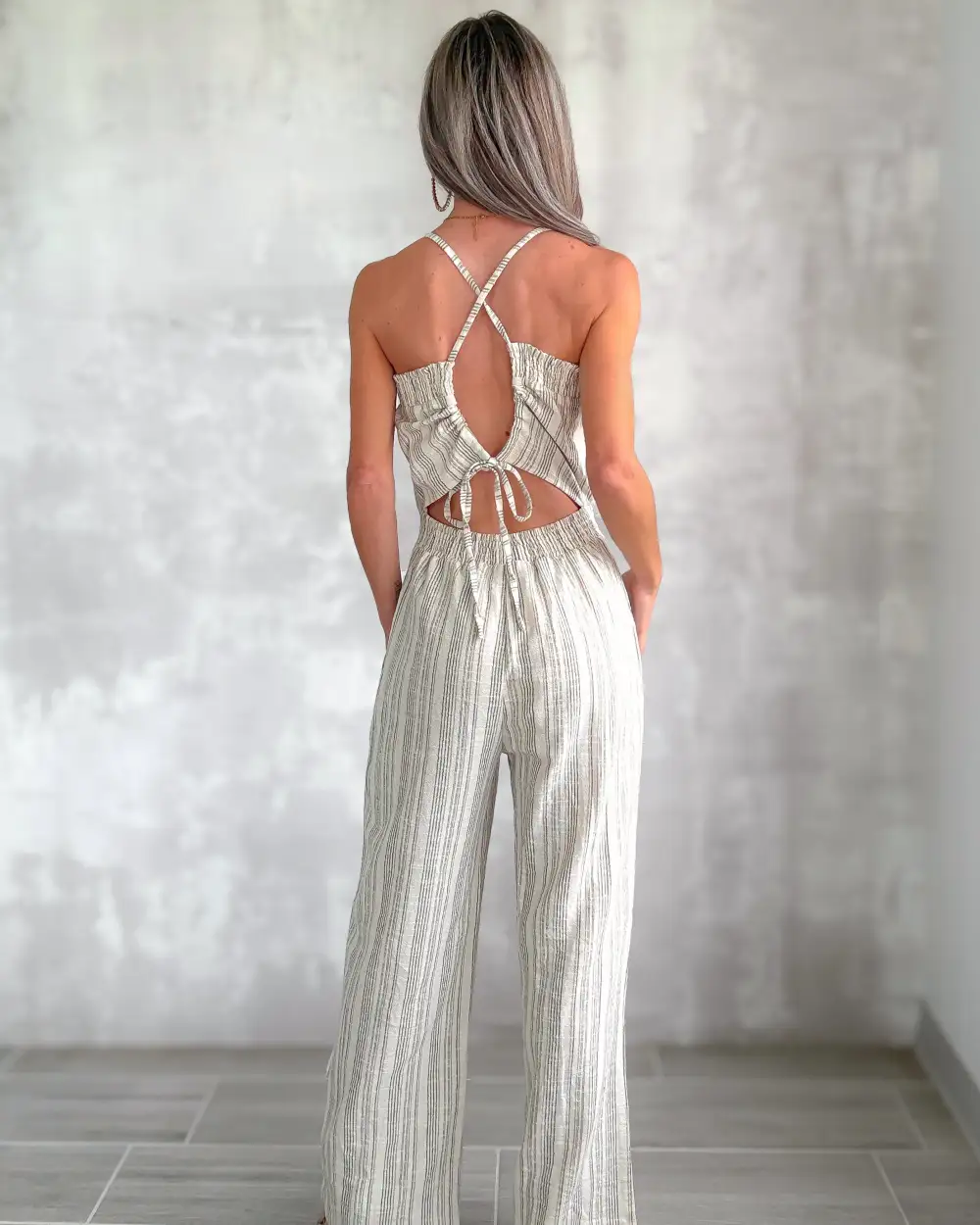 Shore Striped Linen Jumpsuit