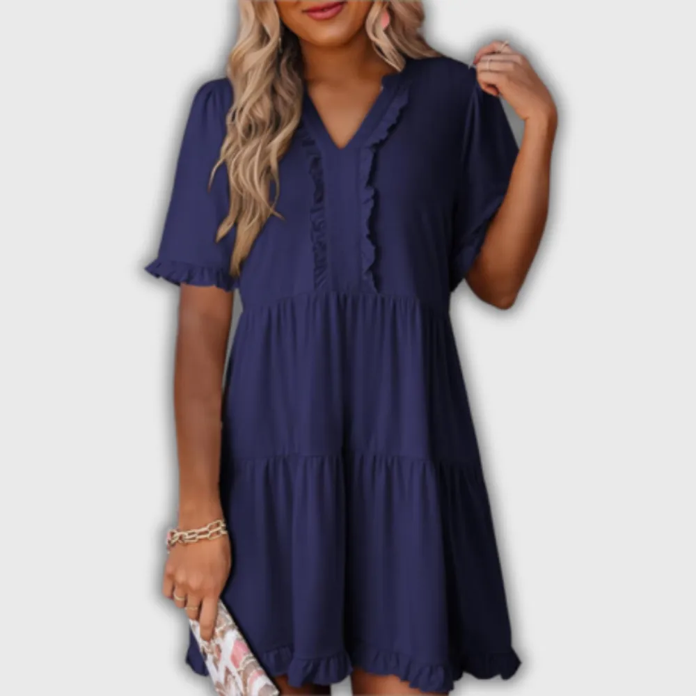 V-Neck Flowing Relaxed Mini Dress