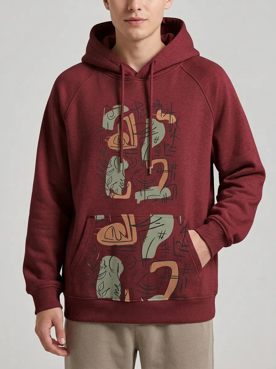 Unisex Abstract Botanical Line Art Hoodie