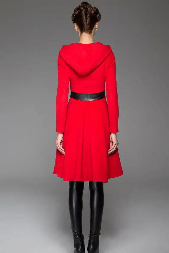 Refined Wool Blend Swing Hooded Coat