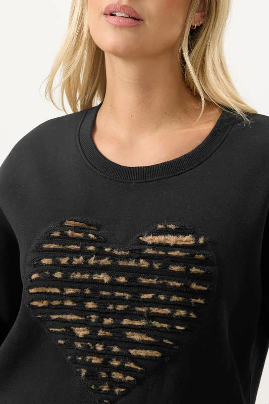 Black Leopard Heart Long Sleeve Sweatshirt detail 3