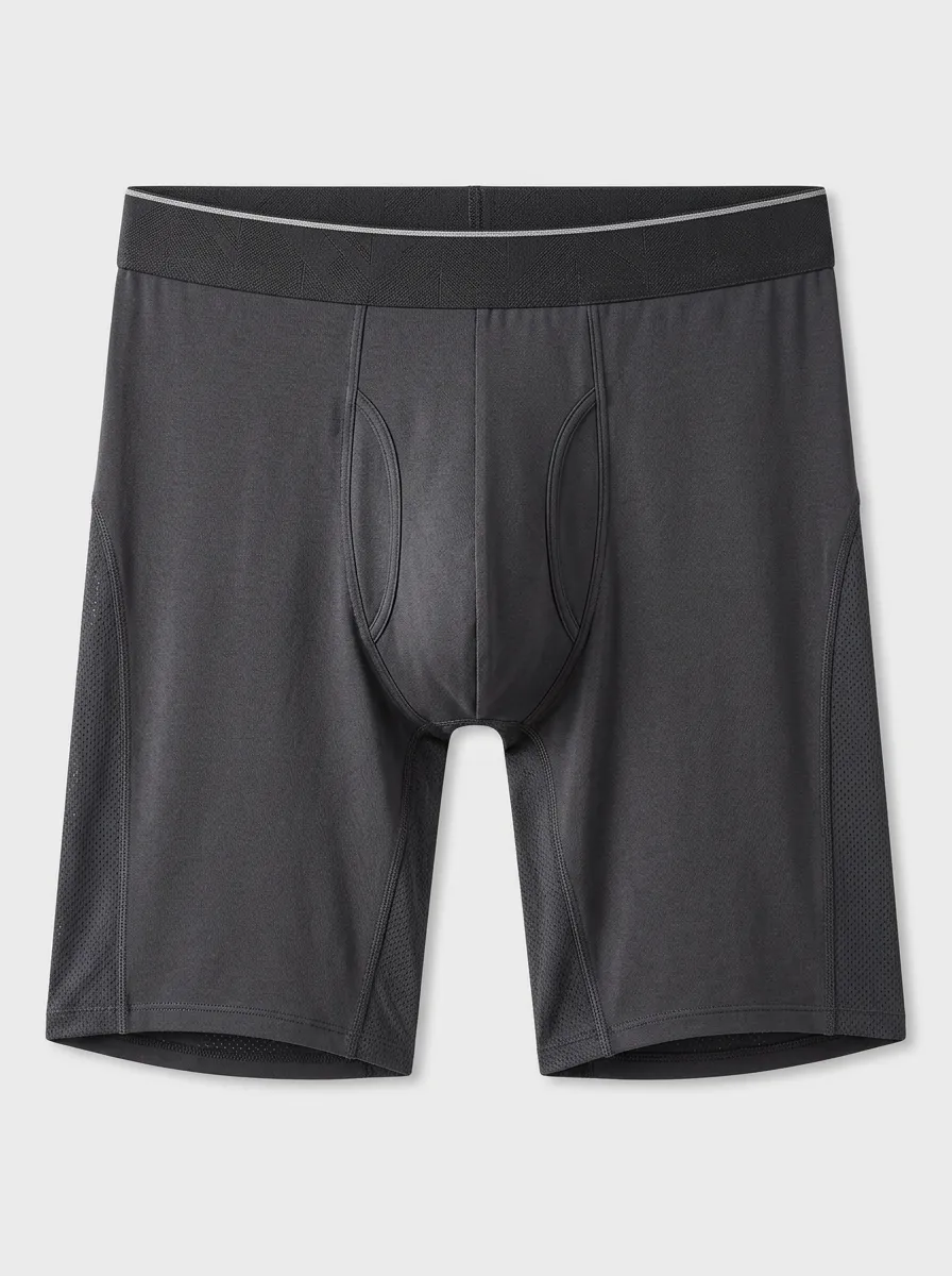 Men's Charcoal Grey Mesh-Panel Boxer Briefs