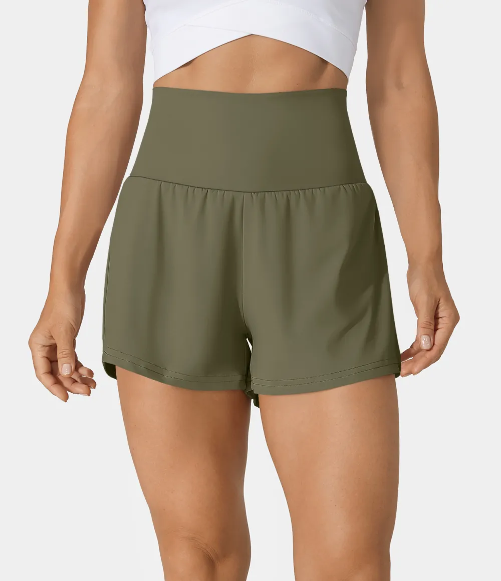 2026🔥  Super High Waisted Back Pocket & Side Hidden Pocket 2-in-1 Yoga Shorts 2.5