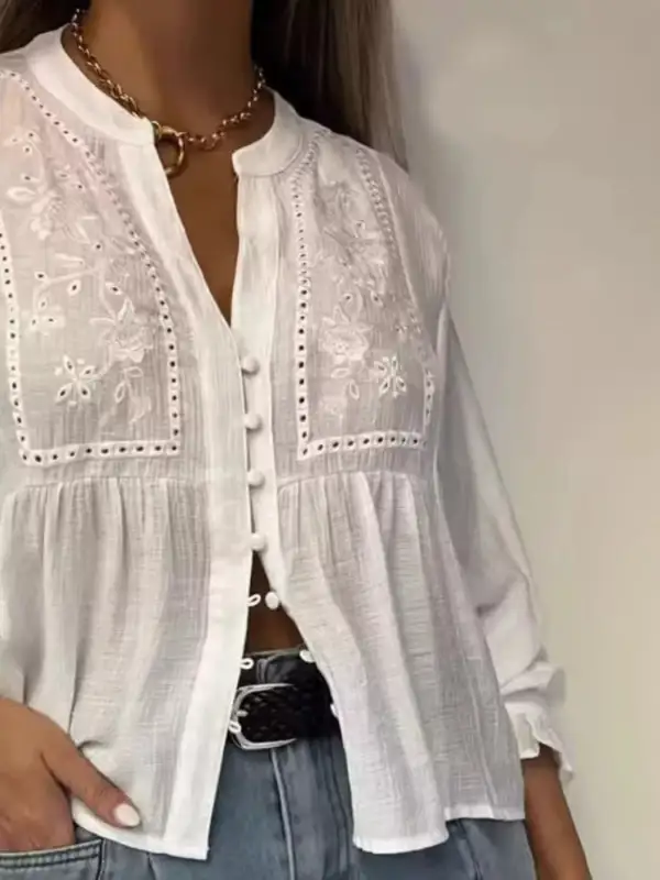 Embroidered Detail Button Down Shirt
