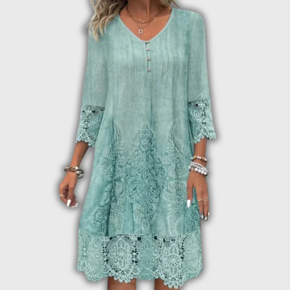 Everyday V-Neck Lace Flowing Casual Dress